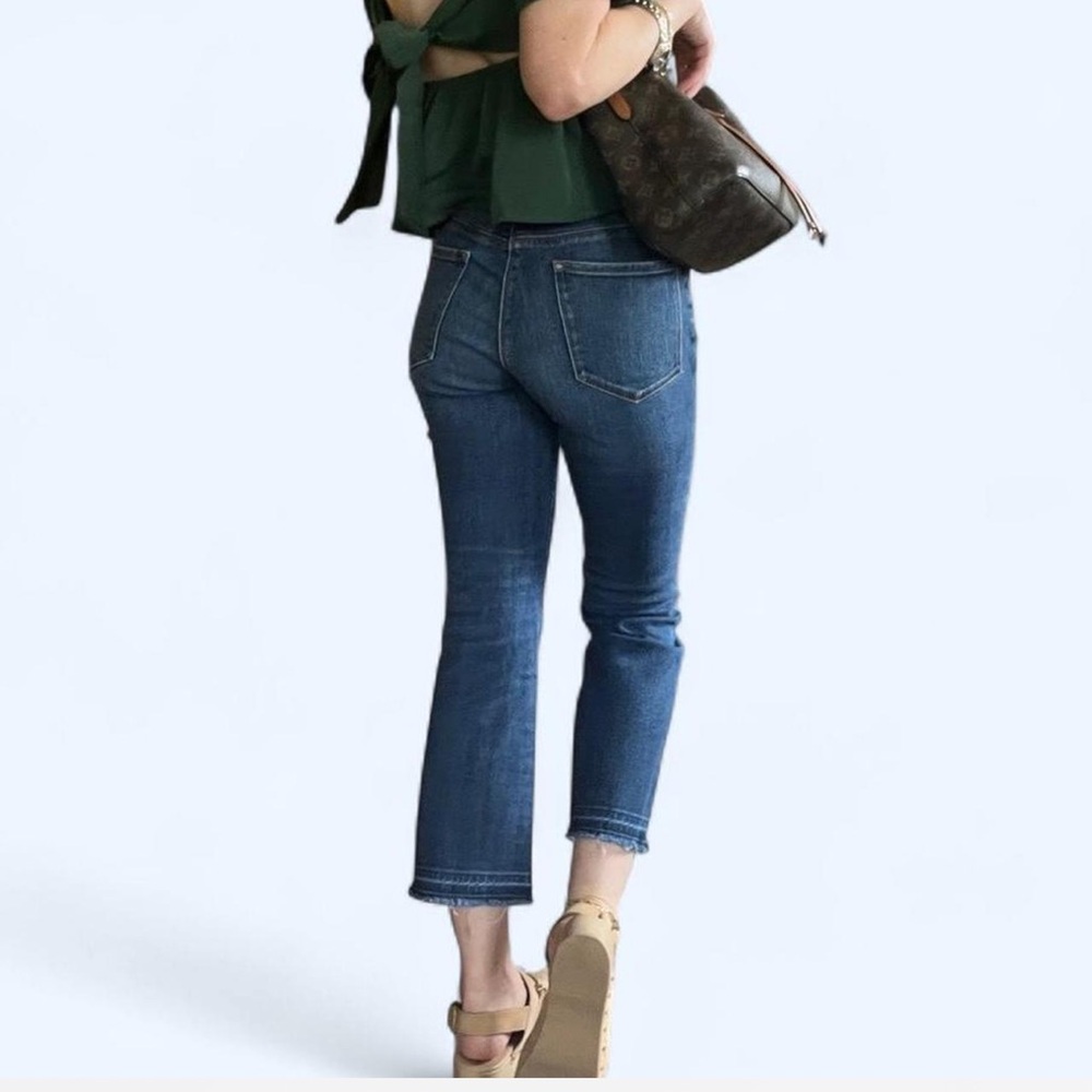 J Brand Jeans 25 Selena Raw Released Hem Kick Flare Mid Rise Stretch Crop Capri - Picture 3 of 9